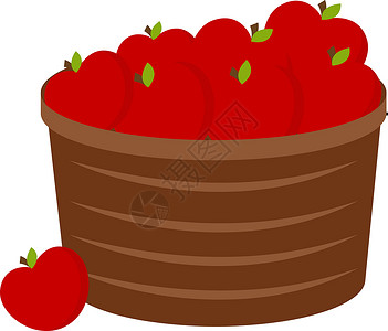 桶里拖布苹果在桶里 插图 向量在白色背景设计图片