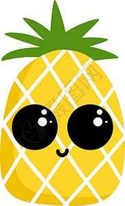 白色背景上的可爱菠萝插画矢量素食主义者情调热带卡通片异国叶子打印绘画食物饮食背景图片