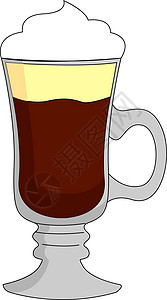 酒和咖啡素材白色背景上的爱尔兰咖啡插画矢量设计图片