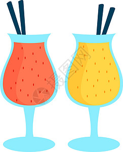两个草莓白色背景上的两个活力水果果汁餐厅饮食甜点排毒卡通片浆果饮料设计图片
