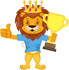 狮子有奖杯 插图 向量 在白色背景背景图片