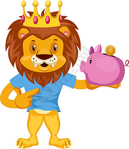 汤姆猫钱素材狮子与猪肉银行 插图 向量 在白色背景设计图片