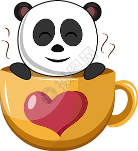 荒野茶大杯熊猫 插图 白色背景的矢量插画