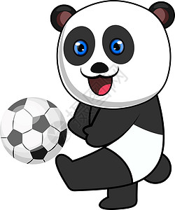 背夹球带足球球的熊猫 插图 白色背地上的矢量插画