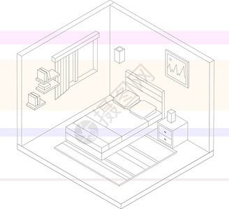 床图几何卧室轮廓插图 矢量平面插图财产房子素描剖面图绘画公寓家具住宅草图房间设计图片