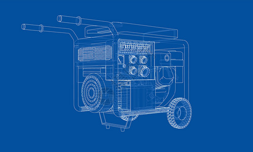 概述便携式汽油发电机 vecto活力力量备份绘画引擎乐器柴油机情况气体工具插画