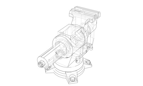 轮廓虎钳向量 线框样式服务工业金工插图乐器机械墨水工作草图建造背景图片