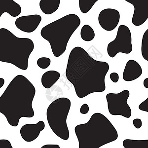 黑色牛皮黑色和白色的无缝模式 牛皮背景绘画织物插图动物时尚荒野斑点农场打印皮肤插画