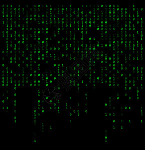 二进制的下降数字如矩阵 绿色 0 1位数在黑面包上设计图片