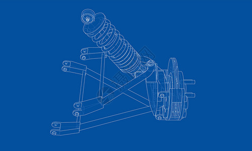 带减震器的汽车悬架 韦克托插图维修技术螺旋蓝图运输轮子车轮车辆圆柱背景图片