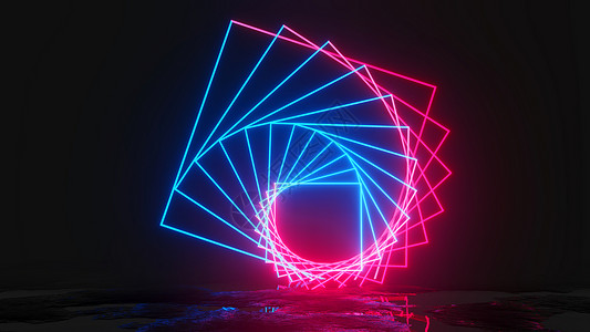 深色背景上发光的霓虹灯矩形照明地面插图光谱彩虹俱乐部激光网络房间游戏背景图片