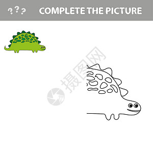 石炭纪卡通恐龙的矢量插图  彩色书色本爬虫化石飞行侏罗纪剑龙卡通片模仿绘画盆纪插画