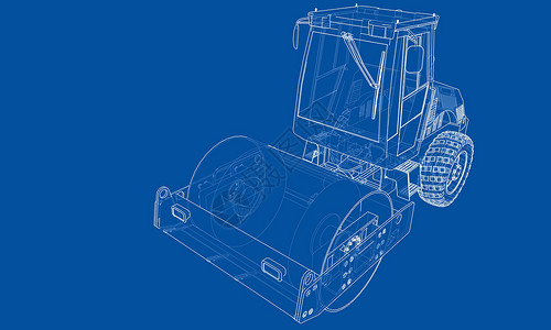 路面机械建筑机械 沥青压实机 vecto压力车辆技术草图蓝图车轮机器运输活动推土机插画
