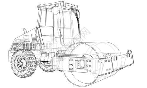 建筑机械 沥青压实机 vecto卡车铺路滚筒机器路面工程施工商业工作插图背景图片