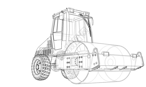 压路机施工建筑机械 沥青压实机 vecto推土机插图草图工程建造柏油蒸汽压力车辆运输插画