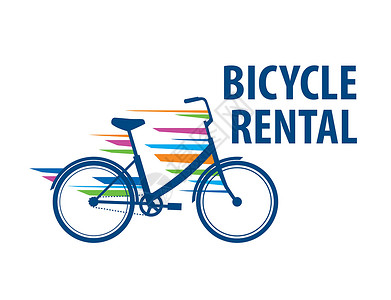 自行车出租的标志 白色背景上的矢量图解城市横幅徽章运动公司运输旅行活动车辆插图背景图片