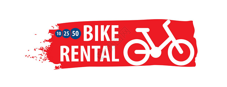 自行车出租的标志 白色背景上的矢量图解运输城市公司徽章海报运动旅行服务活动标识背景图片