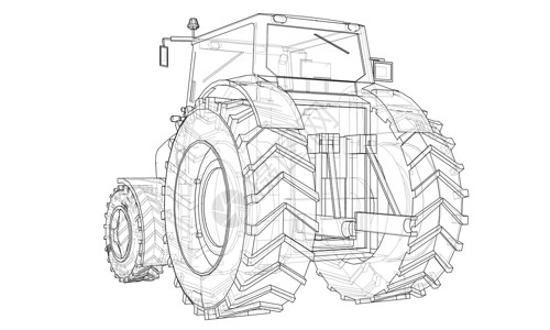 托卡努农用拖拉机概念 韦克托卡车园艺家农场绘画车轮机器收获插图机械场地插画