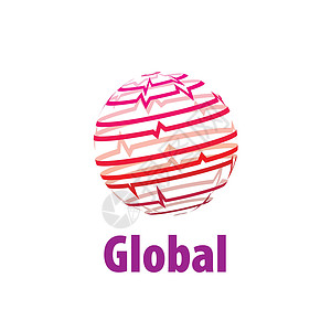 矢量标志 glob心电图轨道世界创造力圆圈标签地球丝带行星白色背景图片