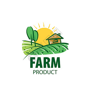 农业标志标志与农场领域的形象 它制作图案矢量太阳商业推广生态标签品牌植物产品食物环境插画