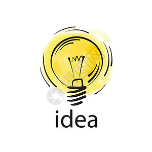 灯泡灯带有概念想法的灯泡标志 它制作图案矢量风暴发明射线力量创造力插图活力创新涂鸦商业插画