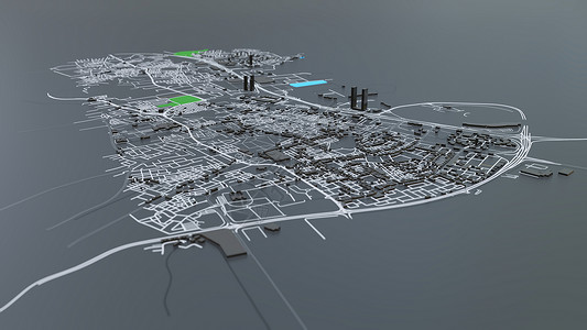 地图3d素材3D 未来派城市建筑金融办公楼高楼建筑学市中心天空摩天大楼渲染技术外星人背景