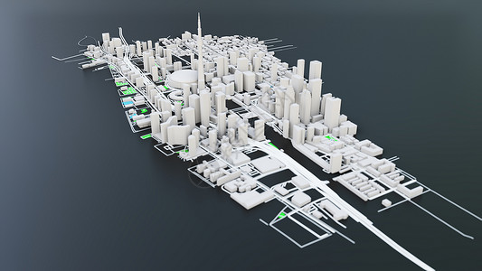 城市3d素材3D 未来派城市建筑商业小说渲染圆顶街道办公楼高楼建筑学摩天大楼科幻背景