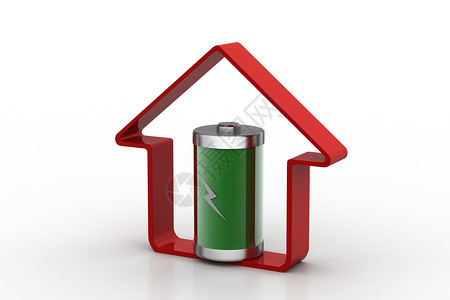 家庭能源概念技术房子发电机绿色电池细胞生态环境白色累加器背景图片