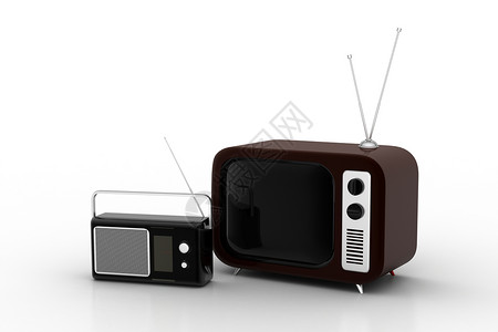 旧式电视机旧式电视和无线电台播送插图古董标签视频屏幕按钮白色横幅手表背景