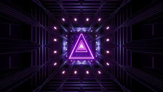 光线框架 深底背面3D层高对比度黑色渲染3d紫色墙纸三角形隧道辉光深色背景背景图片