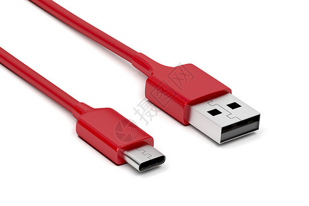 红线电缆技术连接器绳索电子电脑红色外设插头界面金属背景图片
