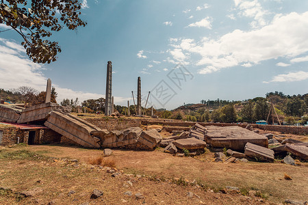 埃塞俄比亚阿克苏姆市古代方尖碑巨石古董艺术考古学石头柱子国王世界纪念碑吸引力背景图片