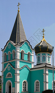 团十八大十八世纪的东正教会与蓝天相对抗 (掌声)背景