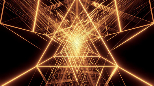 抽象的金三角铁丝框设计 3d 绘制背景壁纸运动墙纸渲染隧道金子插图三角形艺术背景图片