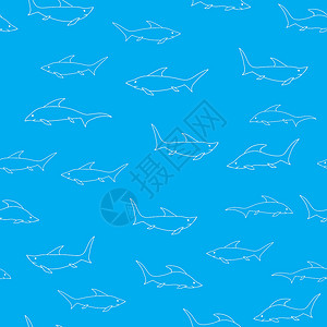 吃棒棒糖鲨鱼在蓝色背景隔绝的鲨鱼 鱼无缝模式野生动物爱好眼睛捕食者美食动物生物淡水钓鱼食物设计图片