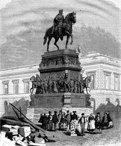 在柏林的弗雷德里克大帝纪念碑 由劳奇 古董背景图片