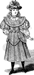 女孩的夏装服装 19世纪末期设计 古典雕刻背景图片