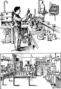 化学实验室 古代插图背景图片
