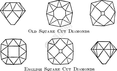方形钻石方形切割钻石复古插画插画