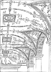 浮罗宫罗马罗姆建筑的佛罗伦萨宫墙壁插画