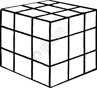 白色小立方体Froebel的分裂立方体或27个较小的立方体 旧式e插画