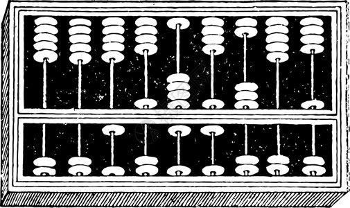 Abacus 古代插图绘画黑色雕刻艺术白色背景图片