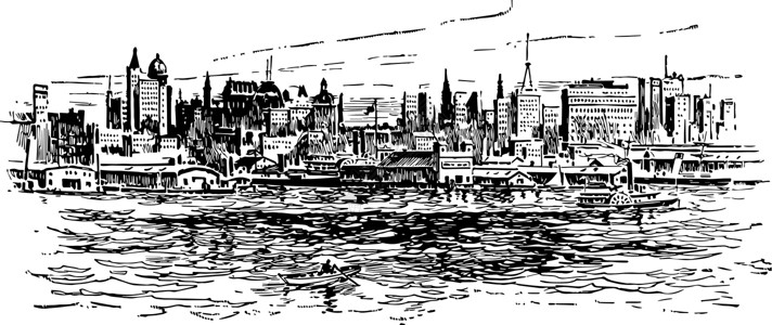 1912酒吧街1912 年纽约天际线复古插画插画