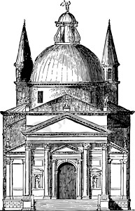 帕拉迪奥市圣救世主威尼斯穹顶的古典雕刻插画