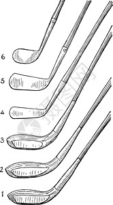 高尔夫俱乐部古董插图背景图片