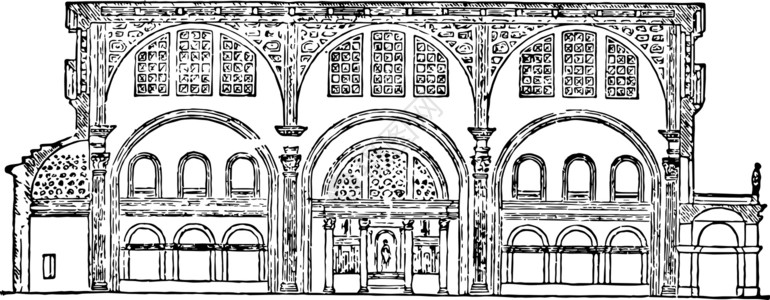 衍生巴西利卡和平寺古典雕刻插画