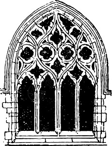 哥特式素材十四世纪的小哥特式窗户追踪器 文插画