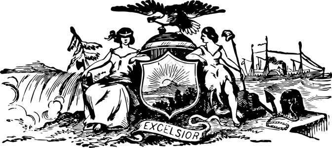 殖民时代纽约古代图例的印章背景图片
