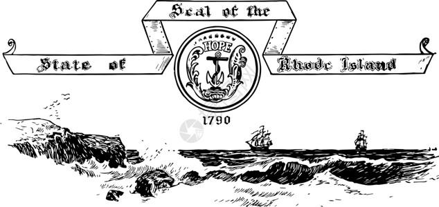 海娜德1790年 罗得岛州国印章插画