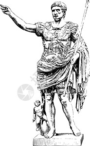 教廷奥古斯都是古代雕刻中的大理石雕像插画